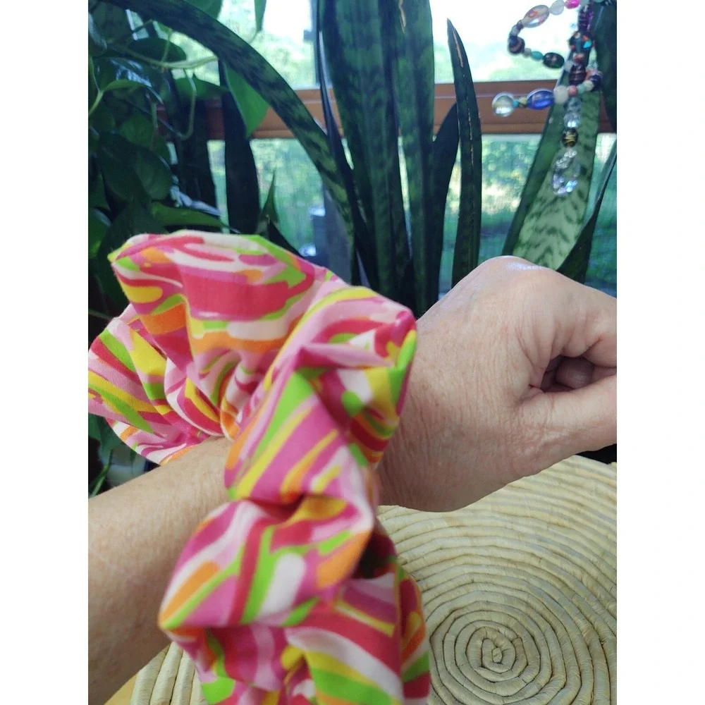 Pink Tie Dye‎ Swirl Polyester Cotton Blend XXL Scrunchie 7